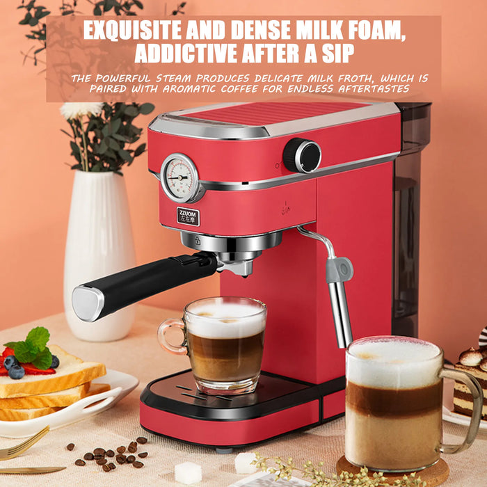 New Italian Espresso Coffee Machine 15 Bar Small Semi-automatic Steam Coffee Maker Milk Foam With 1.1L Water Tank Home Appliance