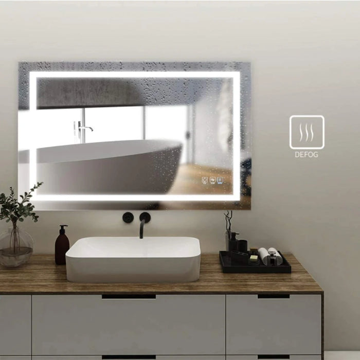 24 X 36 Inch Led Mirror Bathroom Wall Mounted 3 Brightness X3 Colors Anti-Fog Waterproof Back Mackup