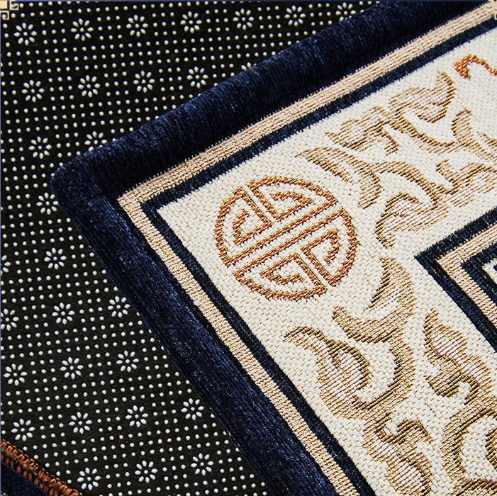 Living Room Carpet Chinese Style Royal Blue Carpet Nordic Rug Jacquard Bedroom Bedside Non-slip Carpet Coffee Table Floor Mat