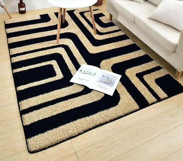 Nordic Zebra Striped Thick Carpets For Living Room Home Carpet Bedroom Bedside Coffee Table Rug Floor Mat Study Dining Room Rugs
