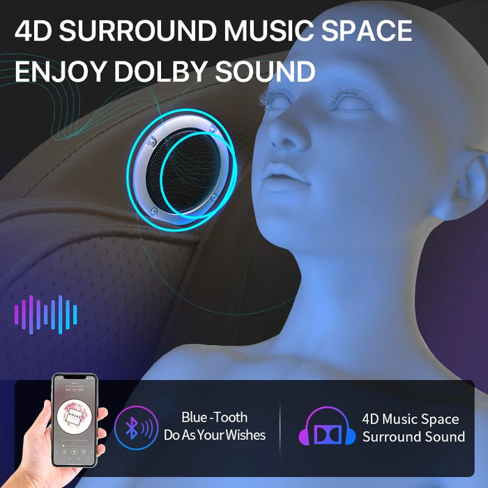 Jare R7 Luxury Zero-Gravity Intelligent Full-body Electric Massage Chair Bluetooth music Headrest U-shaped Pillow + LCD Touch
