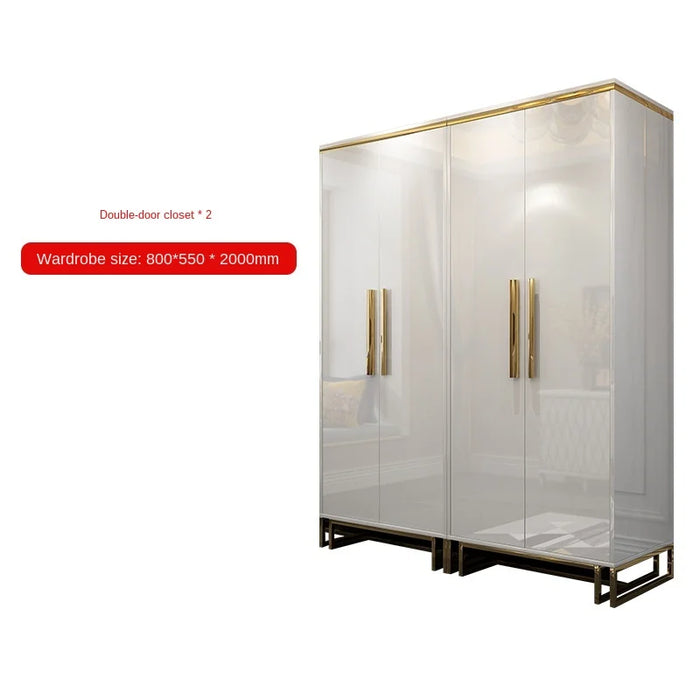 Simple small wardrobe wardrobe wearing mirror combination Simple bedroom paint locker