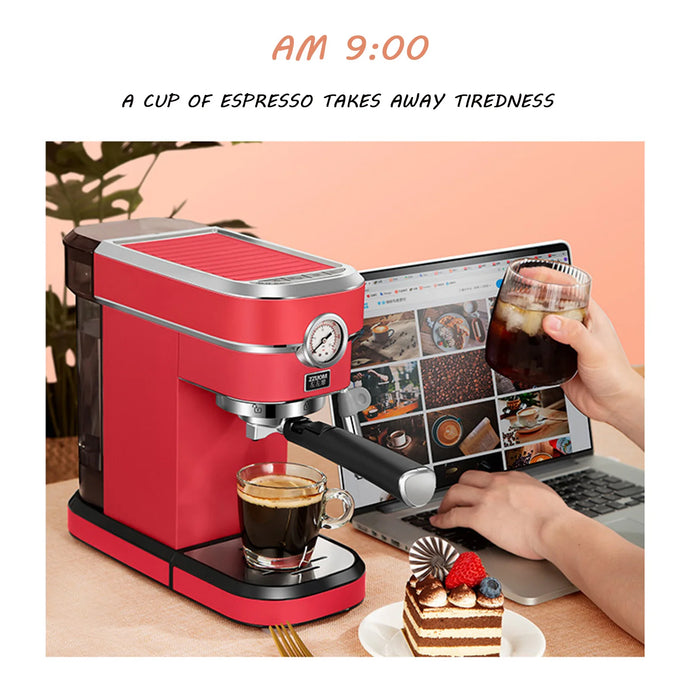 New Italian Espresso Coffee Machine 15 Bar Small Semi-automatic Steam Coffee Maker Milk Foam With 1.1L Water Tank Home Appliance