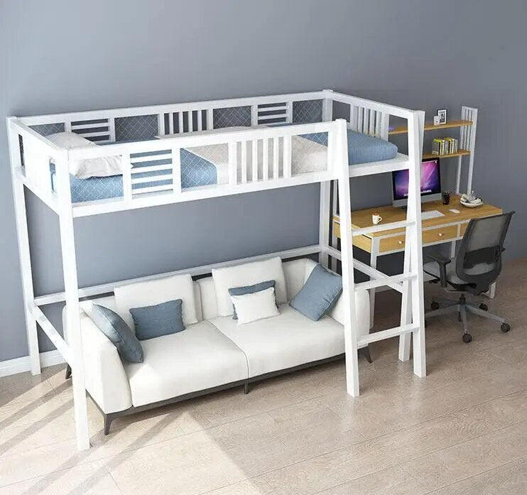 Iron bed under the table elevated bed small family space saving pavilion bed simple modern iron bed high and low bed