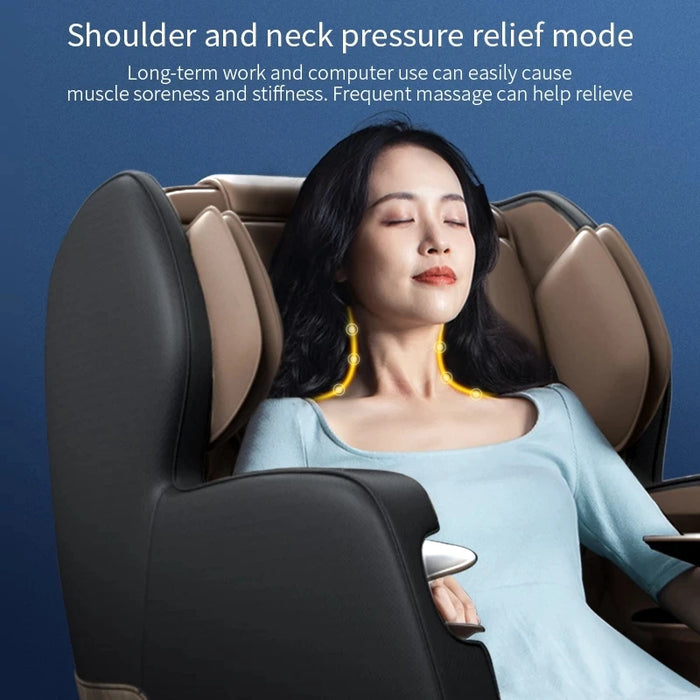 Electric Extended Track Massage Chair Full Body Wrapped Zero Gravity Airbag Vibrating Heating Kneading Relieve Pain Fatigue Gift