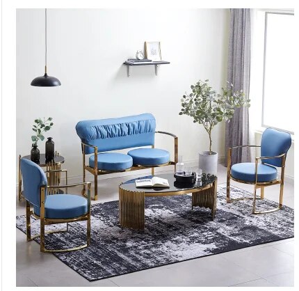 Nordic iron sofa combination light luxury ins wind net red clothing store beauty studio small sofa double seat