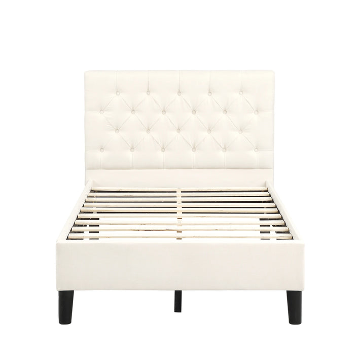 Upholstered Linen Platform Bed Twin Size Bedroom Furniture In Stock for Bedroom US Warehouse