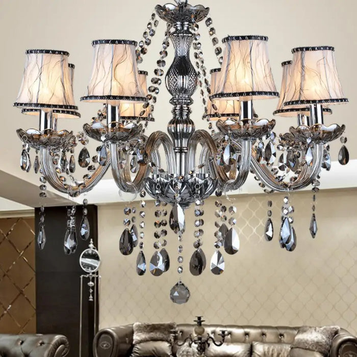 Modern Luxury Crystal LED Chandelier Lighting European Style Light Fixtures Crystal Pendant Hanging Lamps Living Room Lustre