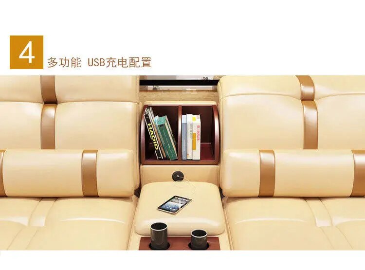 Living Room Sofa set furniture real genuine cow leather sofas bluetooth puff asiento muebles de sala canape L shape sofa cama