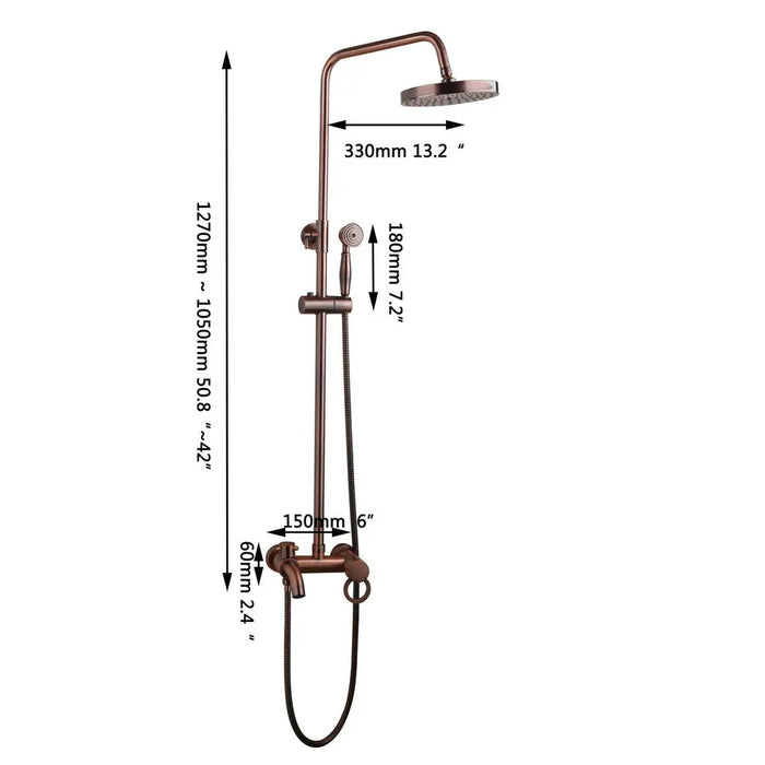 JIENI Rose Gold-plated Finish Bathroom Shower Set Rain Shower Head Bath Shower Mixer 3 Functions with Hand Shower Tap Faucet