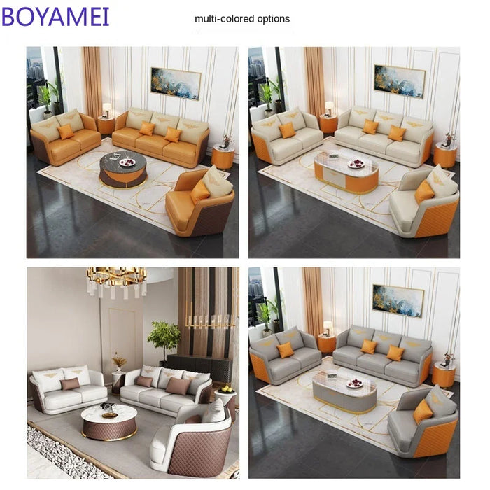 Napa Leather Italian light luxury living room small family sofa