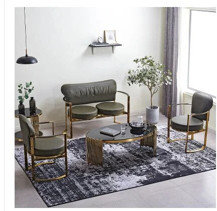 Nordic iron sofa combination light luxury ins wind net red clothing store beauty studio small sofa double seat