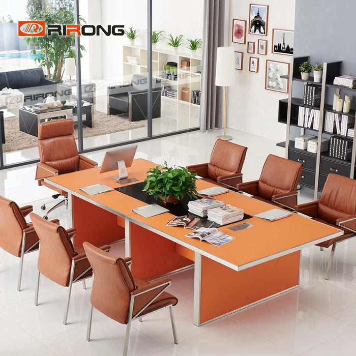 Customzied Rectangle  2.4m Black Color Office Conference Meeting Room Office Meeting Table for 6 people
