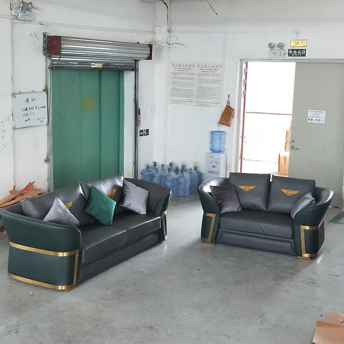 Leather Sofa Triple Full-Grain Leather  Living Room Luxury Post-Modern Sofa COUCH Furniture