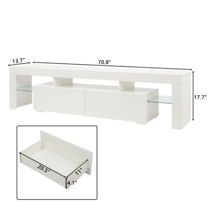 180x35x45CM TV Cabinet Stand With LED Light (Purple Light) Elegant Household Decoration White[US-Depot]