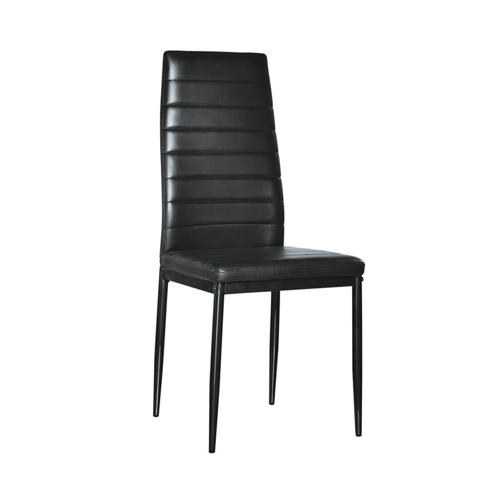 5Pcs Simple Dining Table Chair Set Include 1 Tempered Glass Table(120x70x75CM) + 4 High Backrest Chairs Black[US-Stock]