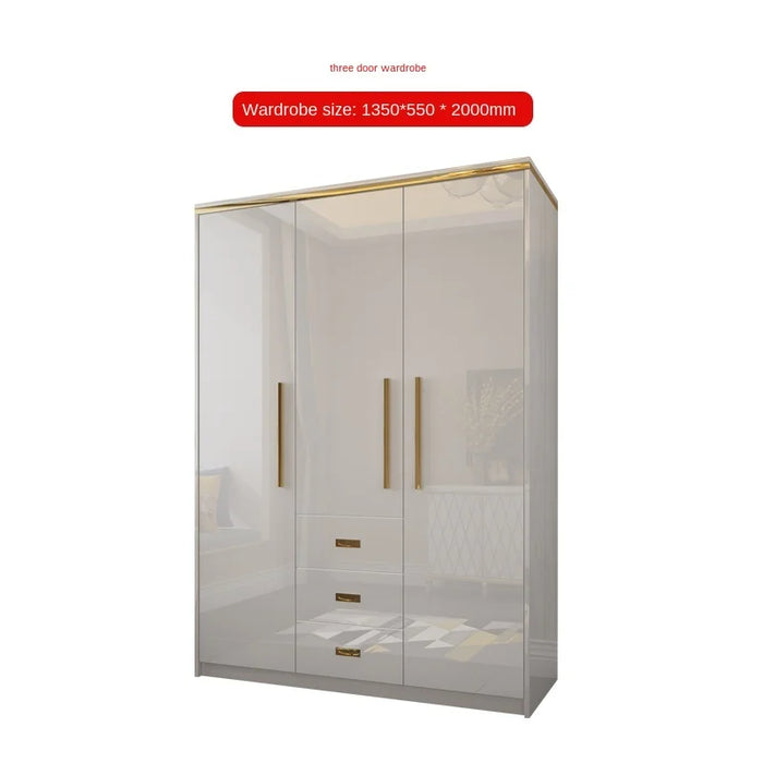 Simple small wardrobe wardrobe wearing mirror combination Simple bedroom paint locker