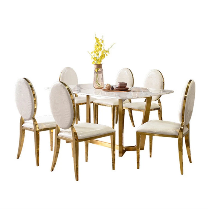 Chair combination Modern minimalist small-sized rectangular dining table Home Hong Kong-style luxury marble dining table