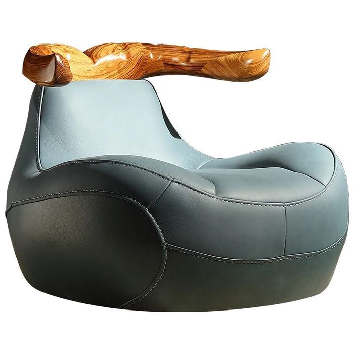original designer Wu Jin wood leather leisure chair solid wood single sofa chair tiger chair  living room set