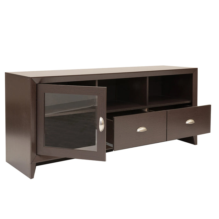 Modern TV Stand Cabinet 55x16.5x24Inch with Storage Space for TVs Up To 60" Brown[US-W]