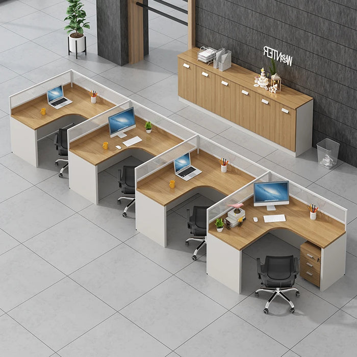Simple office furniture, modern computer desk, screen card holder, staff office desk and chair