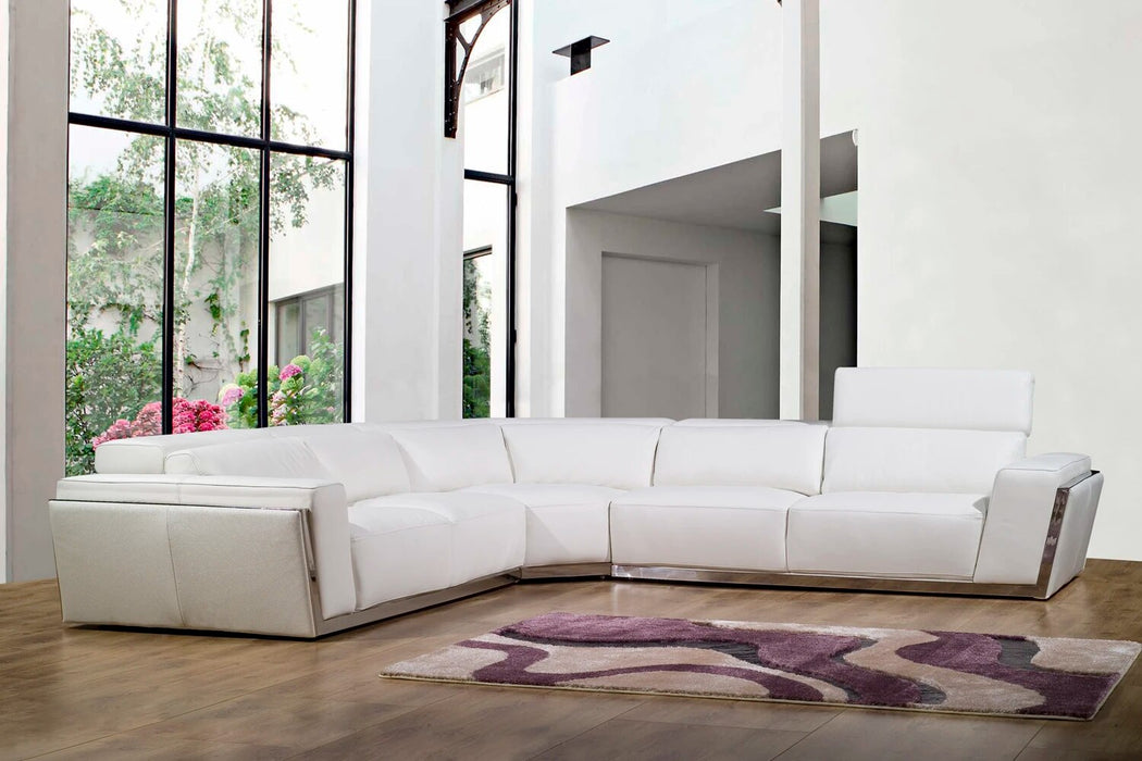 living room Sofa set u shape corner genuine leather couch Nordic with stainless steel decration and functional headrests muebles