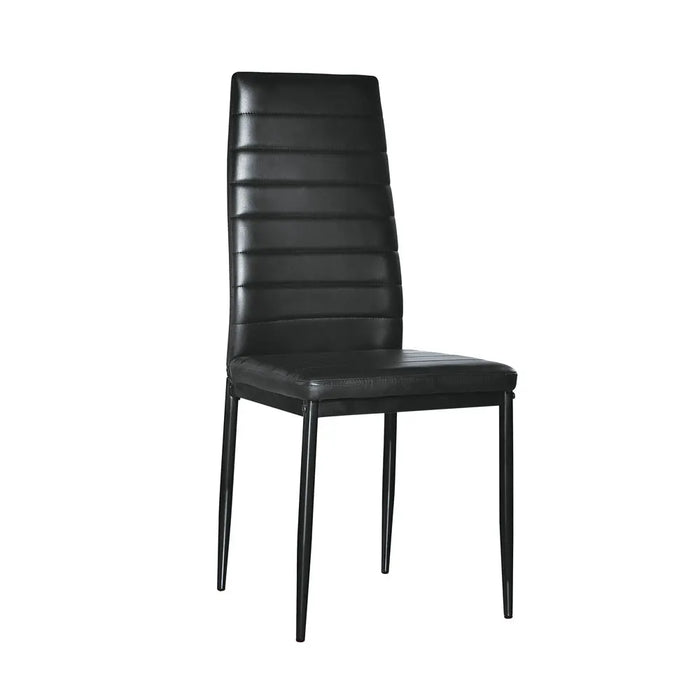 Dinning Table Set  Tempered Glass & Iron Dinning Table 4pcs Elegant Assembled Stripping Texture High Backrest Dining Chairs