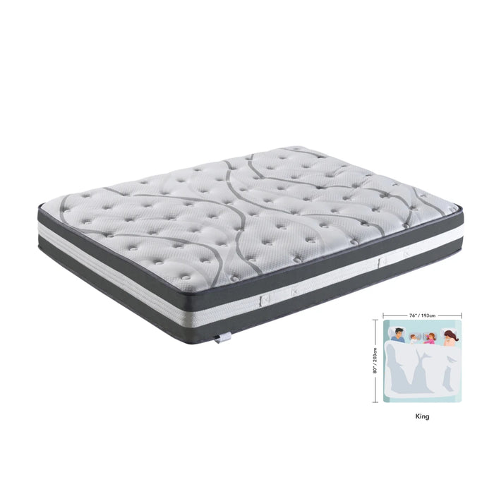 12 Inches Thick Hybrid Pocket Spring Mattress Comfortable Cover Anti-Fire Foam King/Queen/Full/Twin 4 Sizes[US-W]