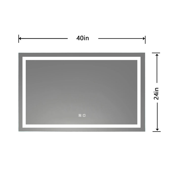 LED Bathroom Vanity Mirror 40 x 24 inch Anti Fog  Night Light Dimmable Touch Button Superslim 90+ CRI  Waterproof IP44