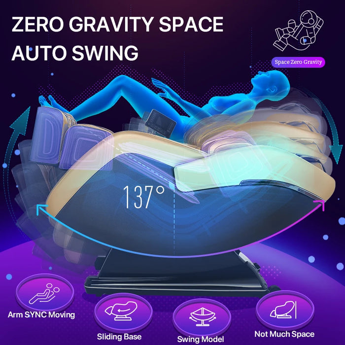 Jare R7 Luxury Zero-Gravity Intelligent Full-body Electric Massage Chair Bluetooth music Headrest U-shaped Pillow + LCD Touch