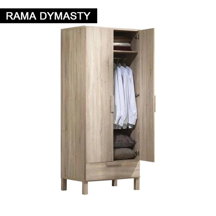 Modern minimalist household wardrobe bedroom two-door solid wood wardrobe