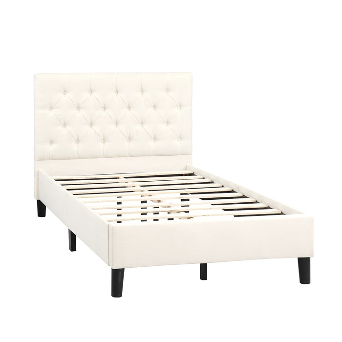 Upholstered Linen Platform Bed Twin Size Bedroom Furniture In Stock for Bedroom US Warehouse