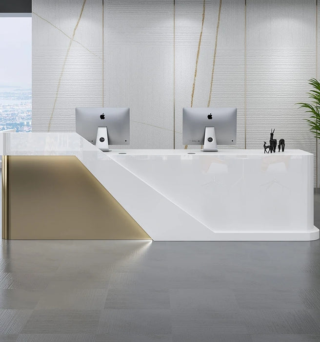 Paint front desk imitation marble pattern company front desk reception desk consultation welcome desk counter