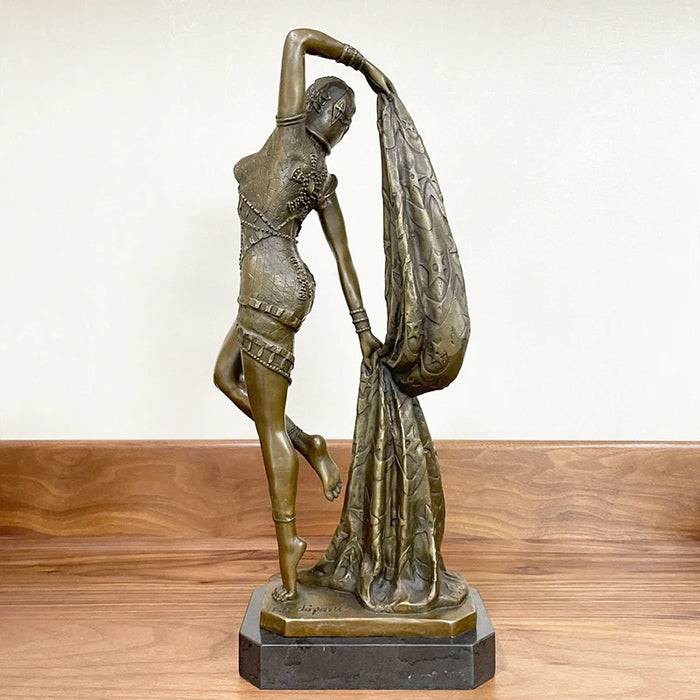 17Inch Bronze Sexy Woman Statue Dance Egypt Female Bronze Sculpture Casting Art Crafts For Home Decoration Interior Ornament
