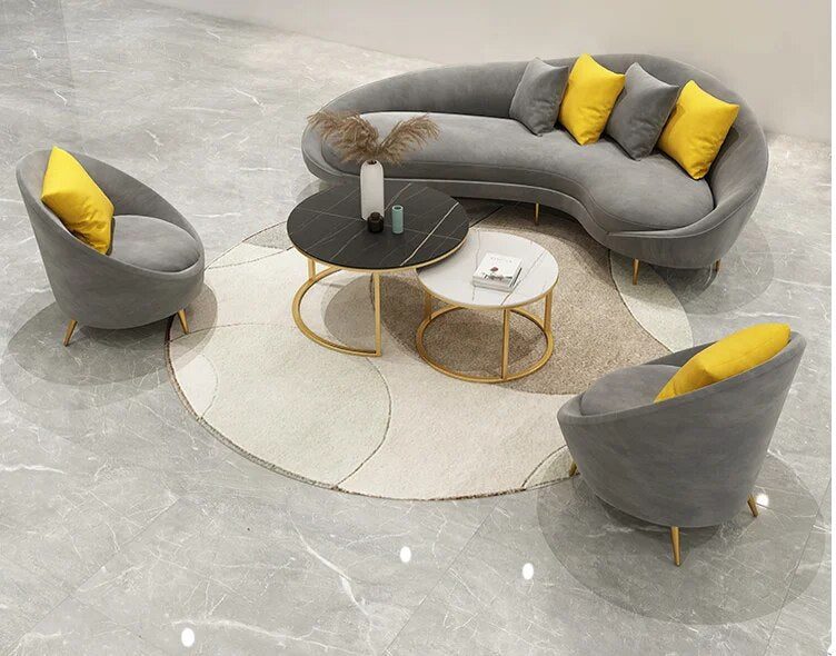 Northern Europe beauty salon reception sofa arc simple modern special shape light luxury shop small sofa clothing shop net red