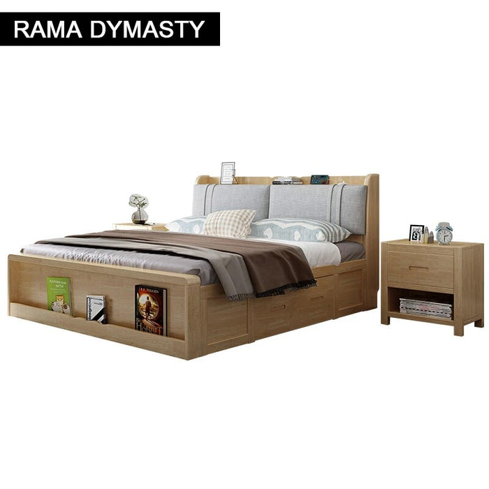 Solid wood bed double bed large bed European solid wood master bedroom 1.8 m wedding bed with storage