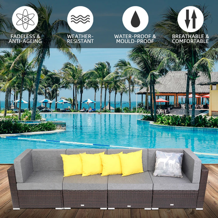 US Warehouse 4 Pieces Patio PE Wicker Rattan Sofa Set Patio Furniture Set In Stock
