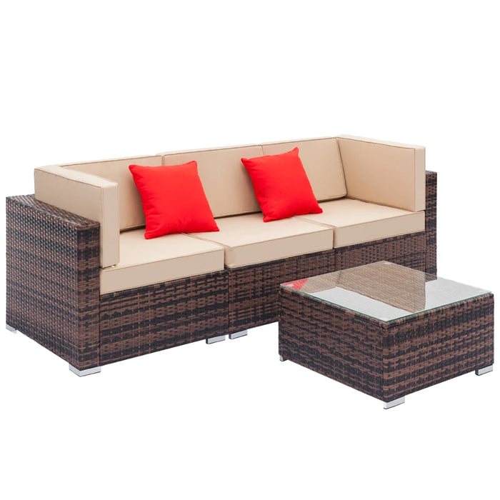 Fully Equipped Weaving Ratt Fully Equipped Weaving Rattan Sofa Set with 2pcs Corner Sofas & 1pcs Single Sofas & 1 pcs Table