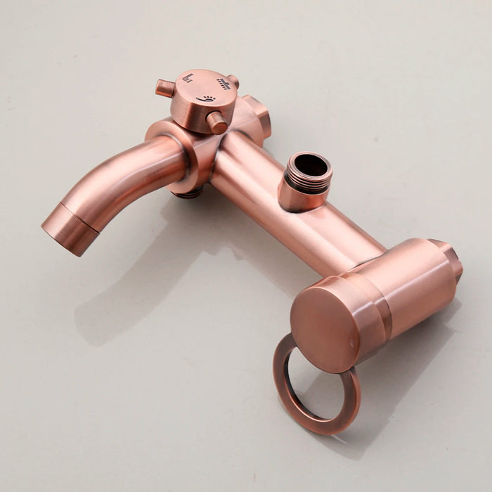 Monite Pink Rose Gold-plated Bathroom Shower Set Rain Shower Head Bath Shower Mixer with Hand Shower Faucet Bath Rainfall