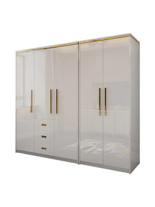 Simple small wardrobe wardrobe wearing mirror combination Simple bedroom paint locker