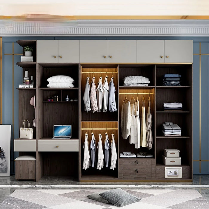 Light luxury wardrobe sliding door home bedroom with dresser integrated modern minimalist combination overall wardrobe wardrobe