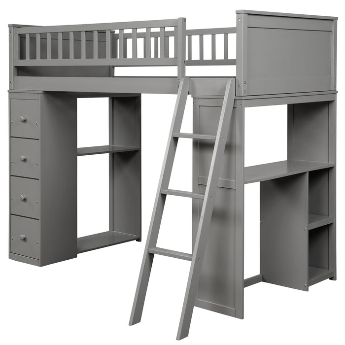 Two Colors Twin over Twin Bed with Drawers and shelves Bedroom Furniture for Livingroom US Warehouse