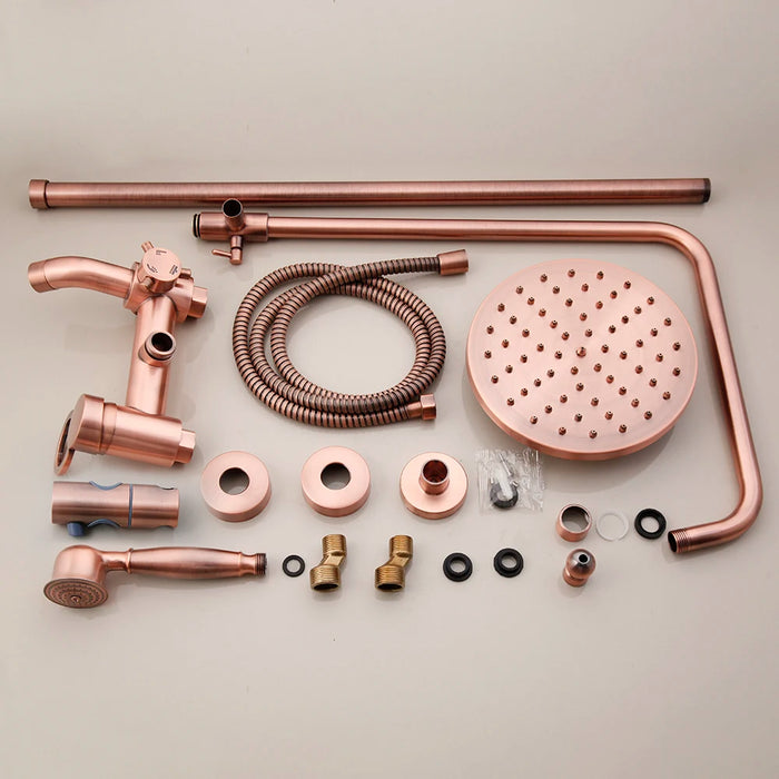 Monite Pink Rose Gold-plated Bathroom Shower Set Rain Shower Head Bath Shower Mixer with Hand Shower Faucet Bath Rainfall