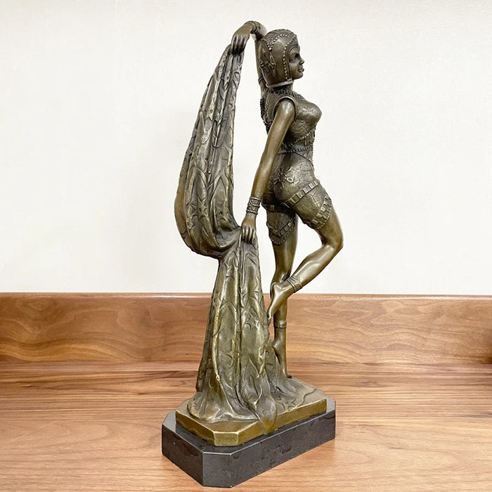 17Inch Bronze Sexy Woman Statue Dance Egypt Female Bronze Sculpture Casting Art Crafts For Home Decoration Interior Ornament