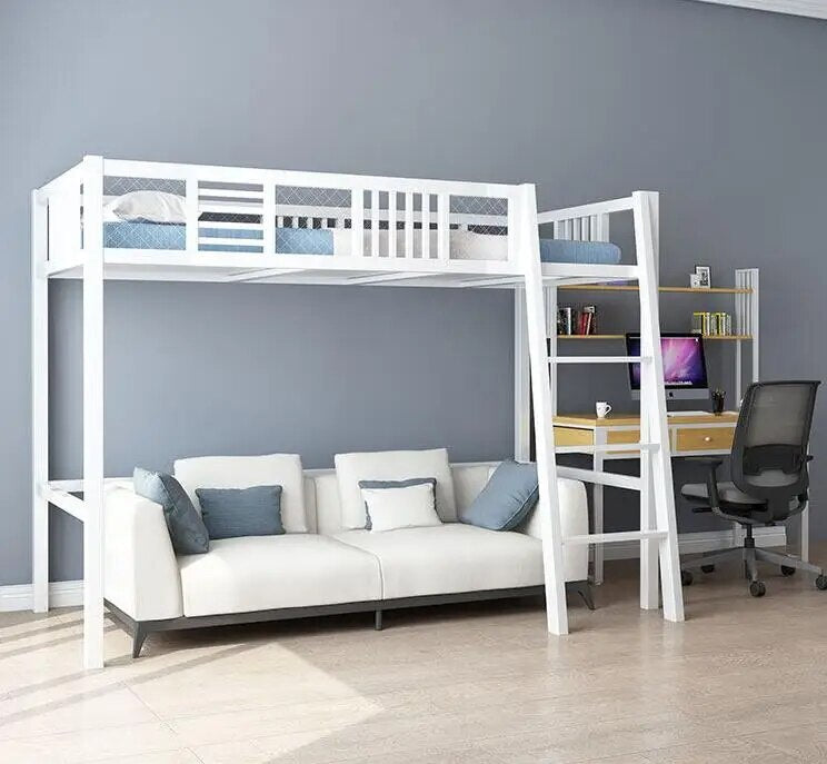 Iron bed under the table elevated bed small family space saving pavilion bed simple modern iron bed high and low bed