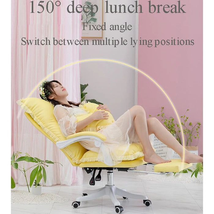 Fashion New Product Pink Lace Computer Chair Girl Bedroom Game Chair Office Home Study Chair Soft PU Sofa Game Chair Promotion