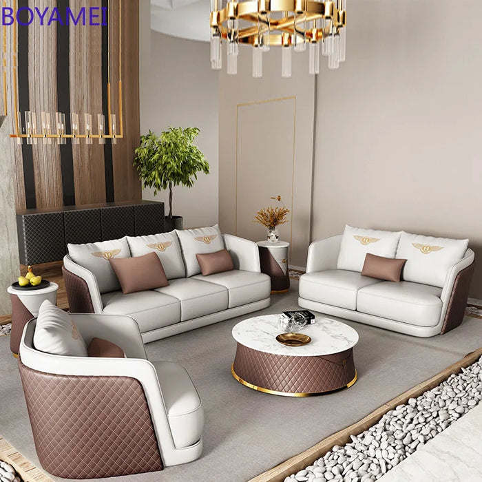 Napa Leather Italian light luxury living room small family sofa