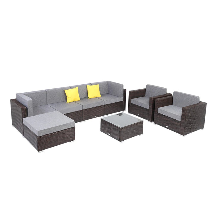 Two Styles US Warehouse 8 Pieces Patio PE Wicker Rattan Corner Sofa Set Patio Furniture Set In Stock  for the outdoors and Patio