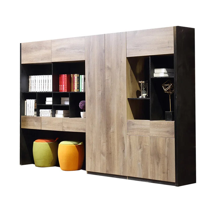 320cm Standing Wooden Office Furniture Executive Manager Office Storage Cabinet Bookcase Bookshelf With Drawers