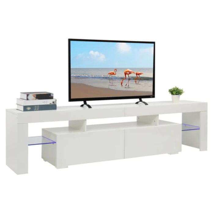 180x35x45CM TV Cabinet Stand With LED Light (Purple Light) Elegant Household Decoration White[US-Depot]